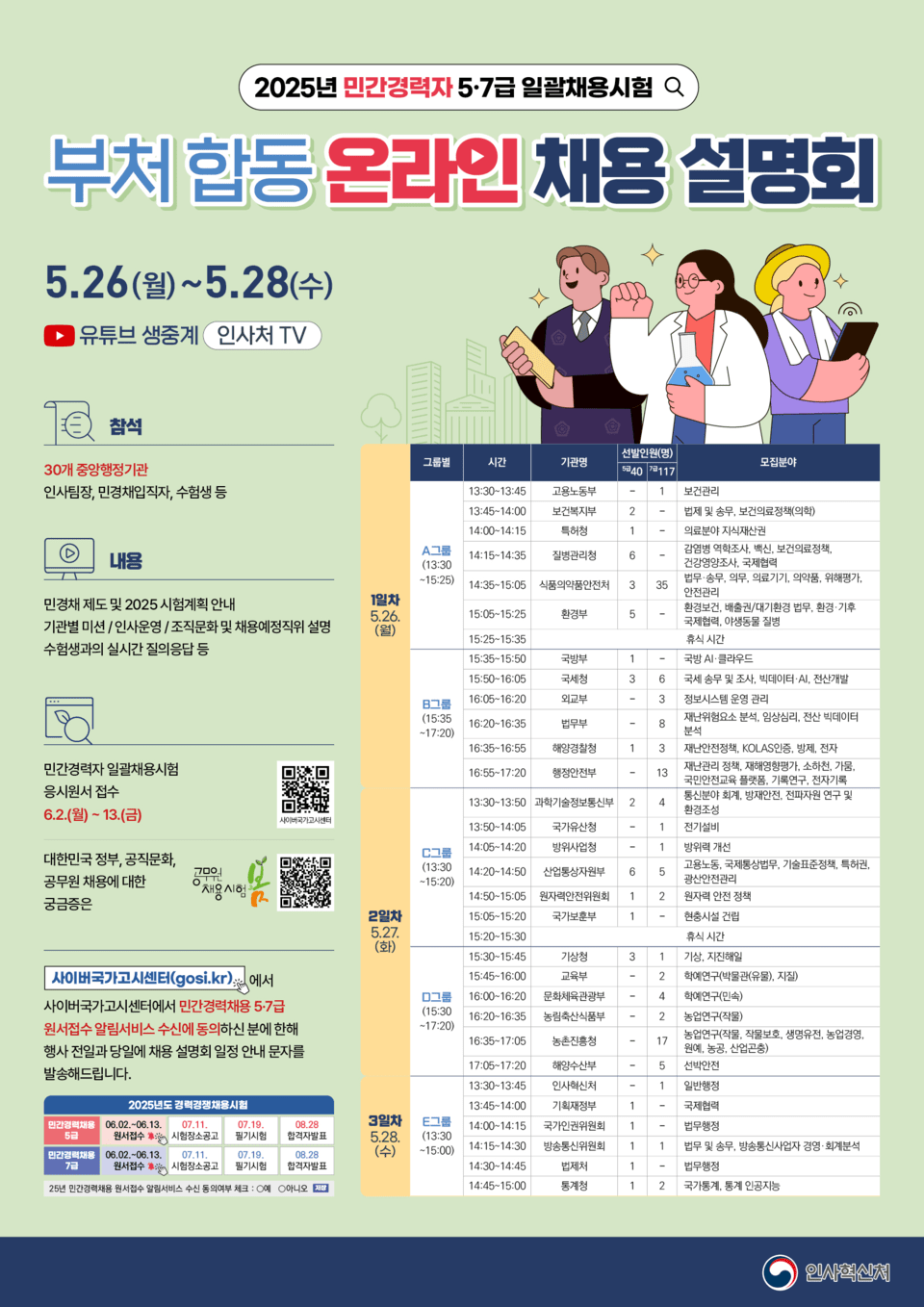 부처 합동 온라인 채용 설명회 홍보 포스터