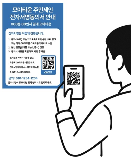 The method of conducting electronic signature consent (access via QR code), provided by Seoul City