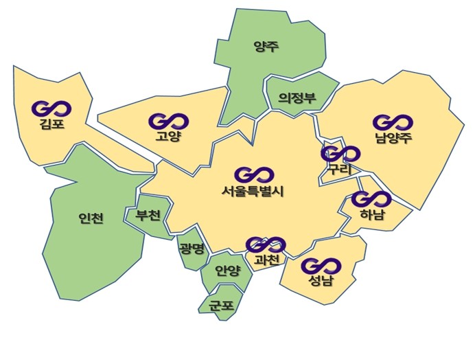 서울 외 지역 기후동행카드 이용 가능 도시철도 구간 (사진=서울시)