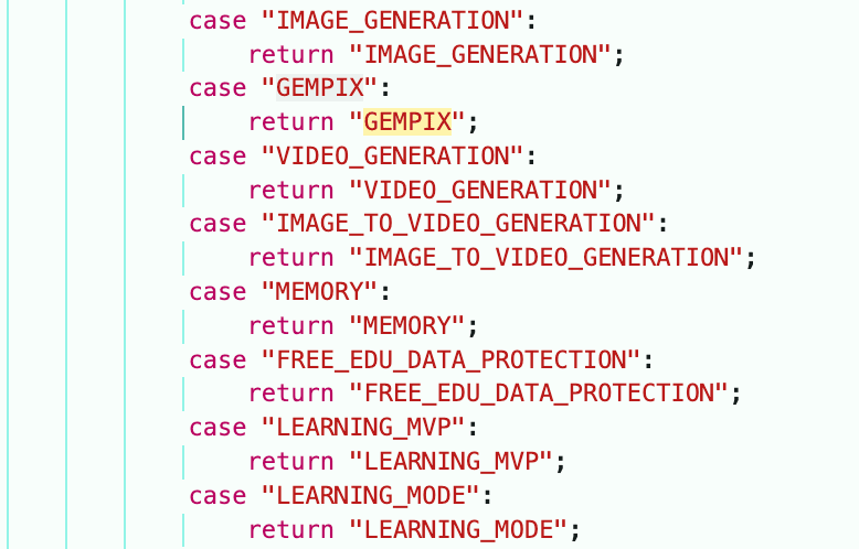 'GEMPIX' mention in Gemini code (Source: @testingcatalog)