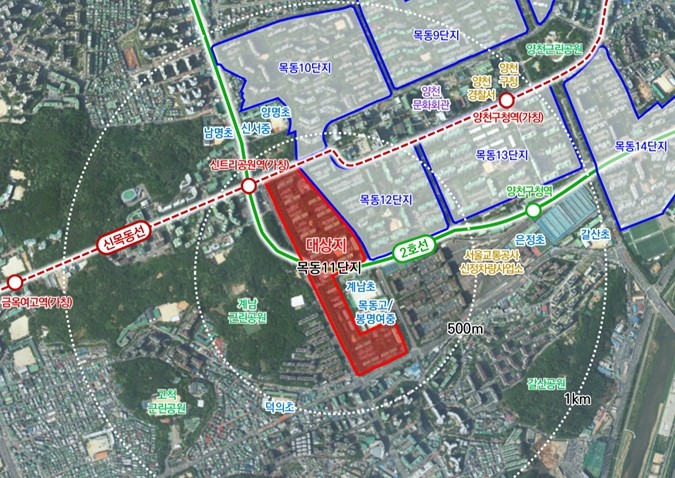 地点図(陽川区新亭洞325番地一帯)