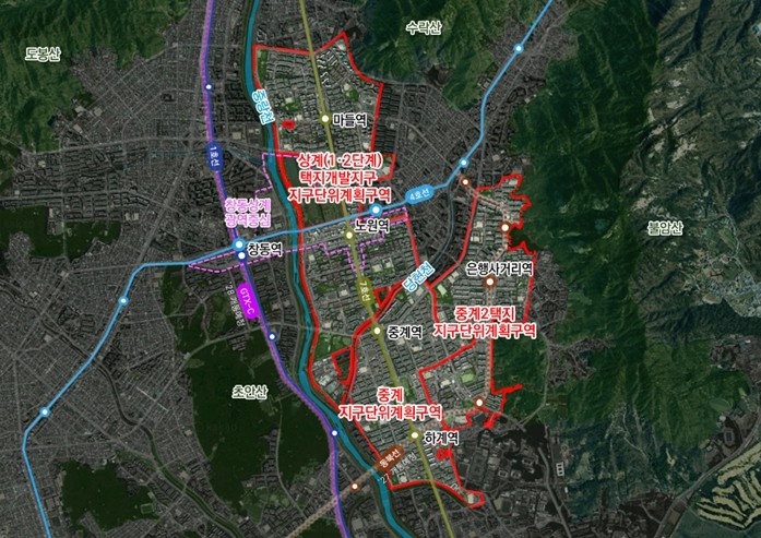 上渓・中渓・中渓2宅地開発地区再整備計画位置図 (ソウル市提供)
