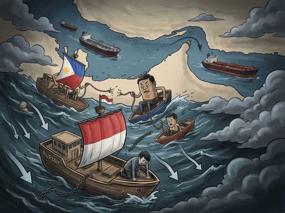 As soon as the US declared a blockade of the Strait of Hormuz following the breakdown of peace talks with Iran, the exchange rates fell sharply, impacting energy-import-dependent emerging nations significantly. (Photo=Solution News AI Image Illustration)