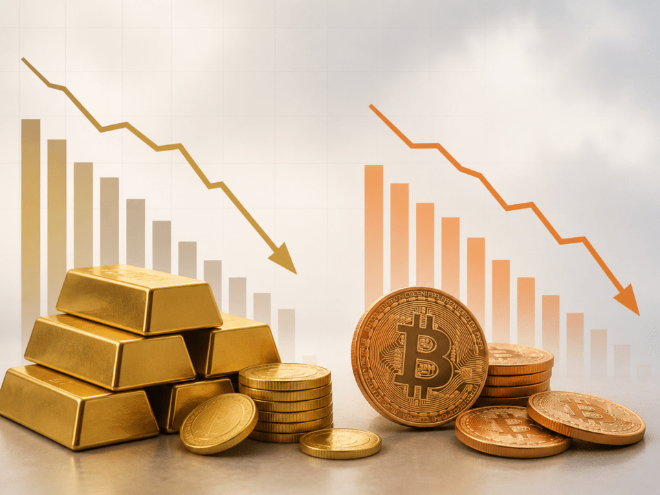 金融引き締めへの懸念で金とビットコインの支持線が崩れた(写真=ソリューションニュースAI画像挿絵 GPT生成)