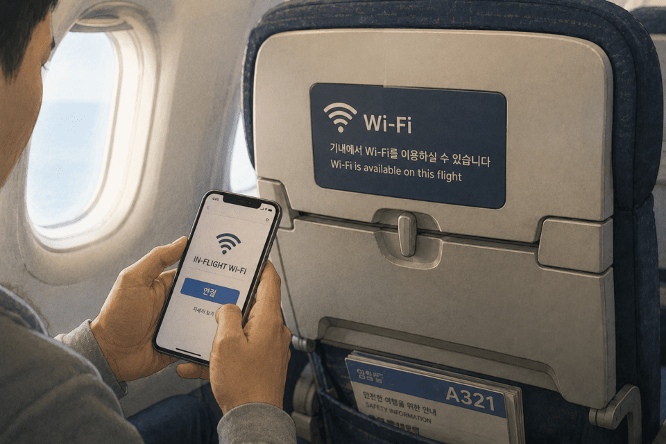 8月10日（現地時間）、米ラスベガス発アトランタ行きデルタ航空591便の機内で、正規のWi-Fiを装った偽ネットワーク『Delta WiFi Fast』が出現した。デルタ航空と連邦当局が調査に入った。（写真=ソリューションニュースAI画像イラスト）