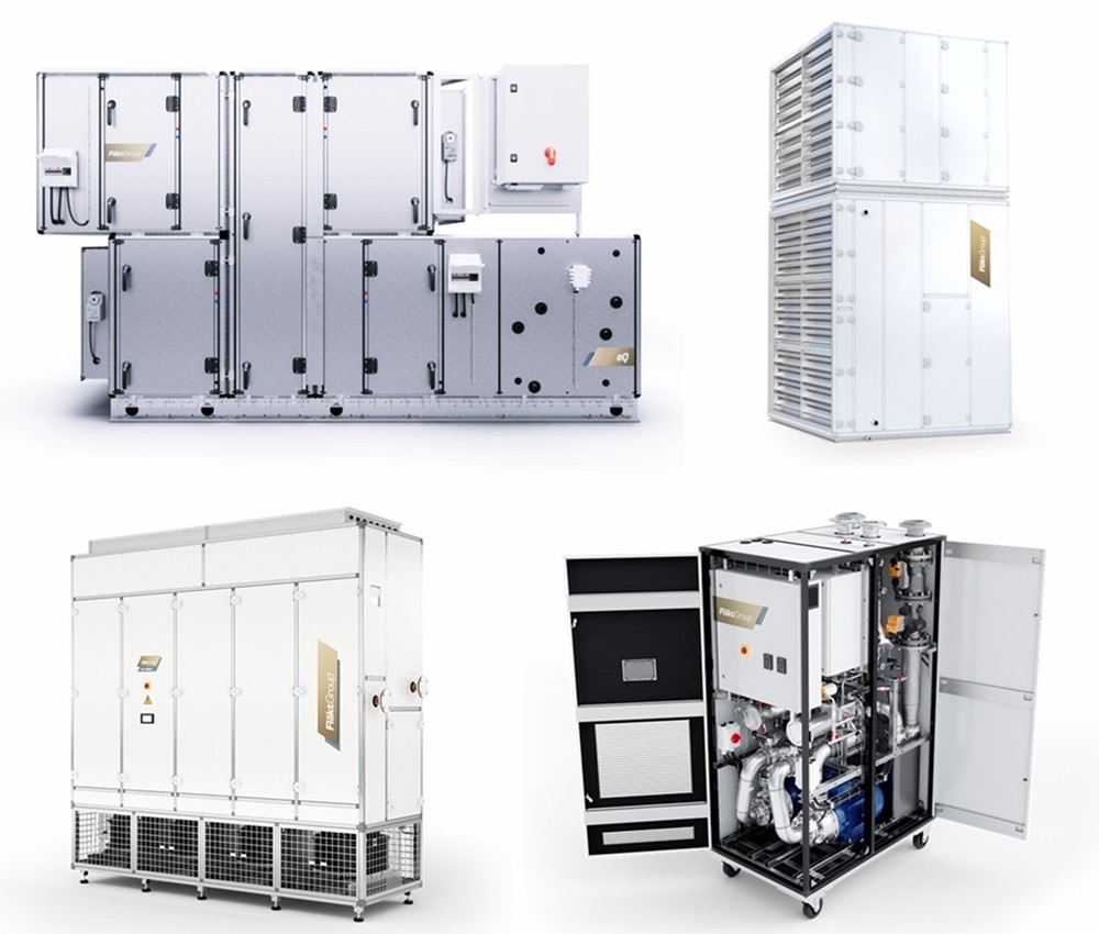 Images of FläktGroup’s core HVAC products, from top left clockwise: AHU, FWU, CDU, CRAH (Photo = Samsung Electronics)